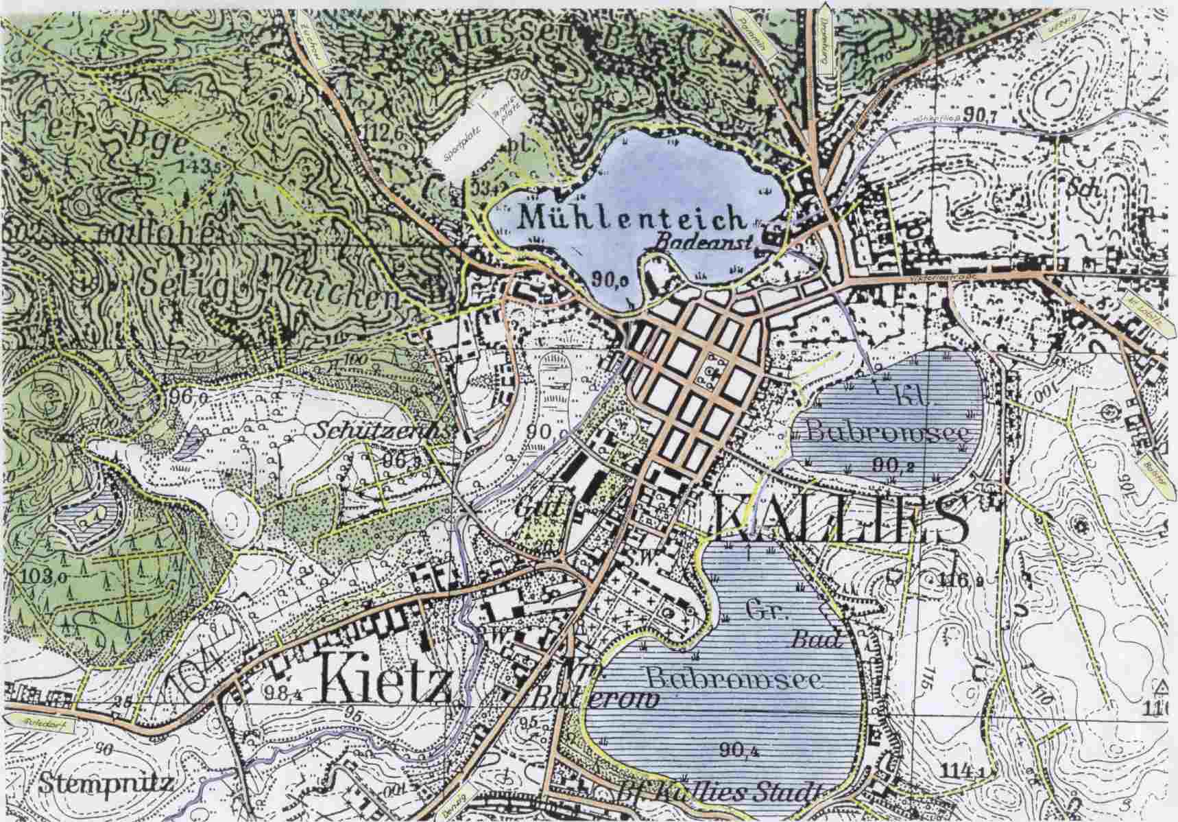 Karte von Kallies vor 1945